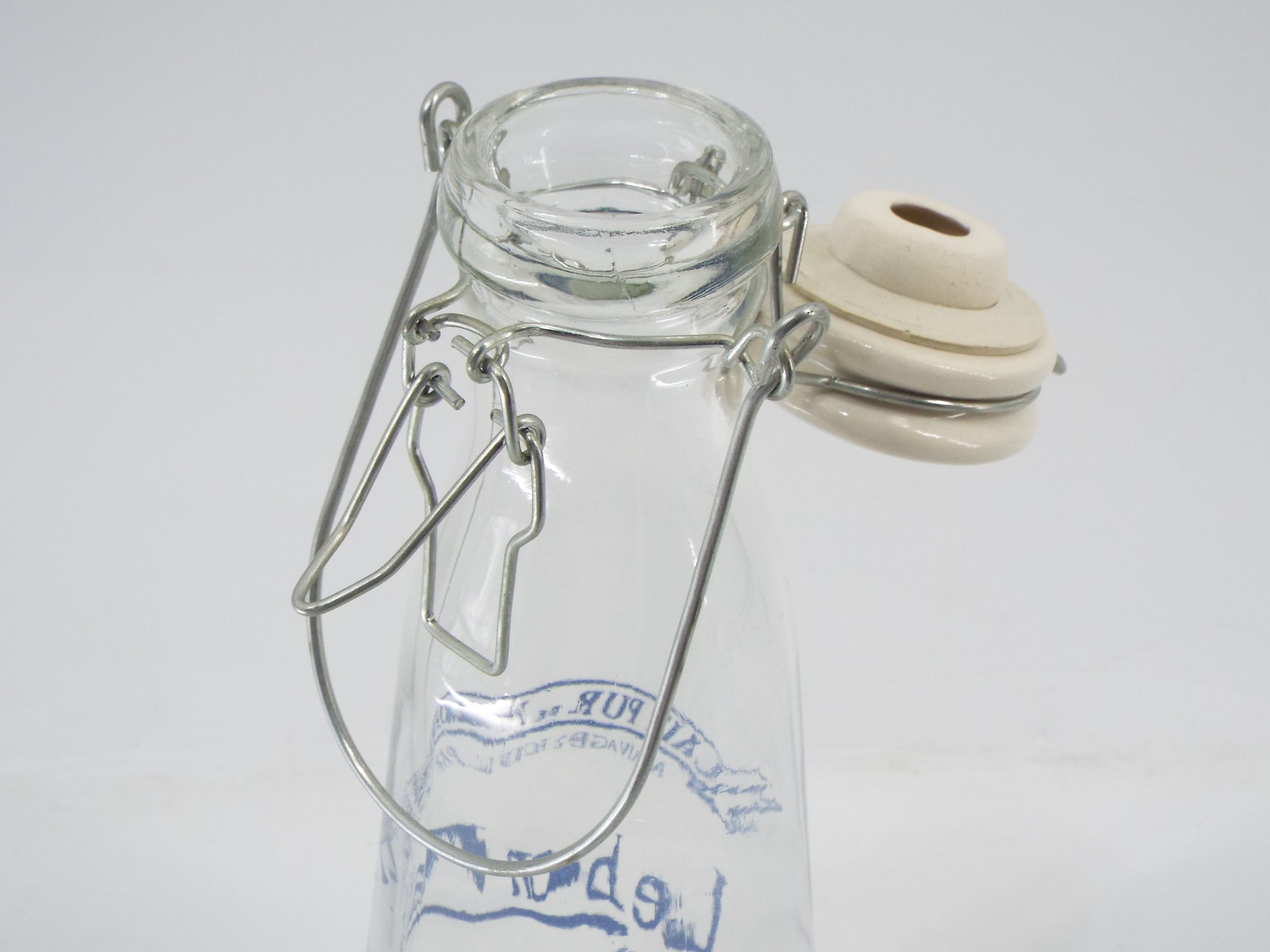 Vintage French Glass Milk Bottle –